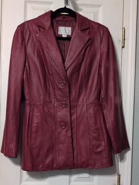 Vintage Worthington Deep Red Leather Blazer Jacket